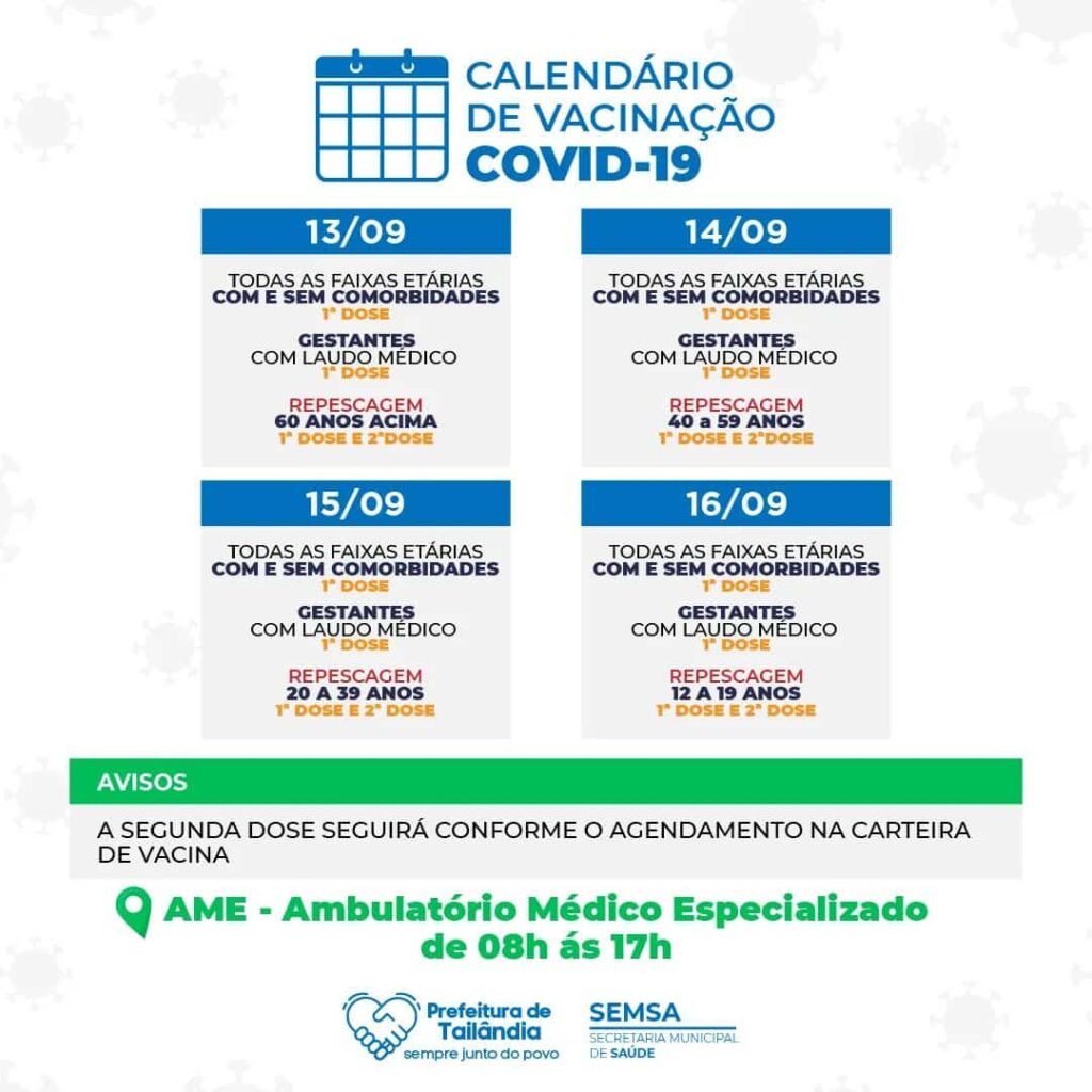 Calendário de vacinação contra a Covid-19 em Tailândia. Confira