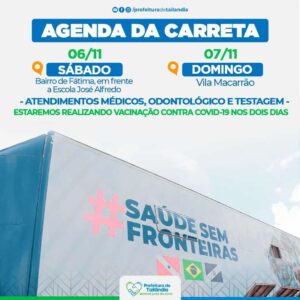 Tailândia: Agenda da Carreta da Saúde; veja