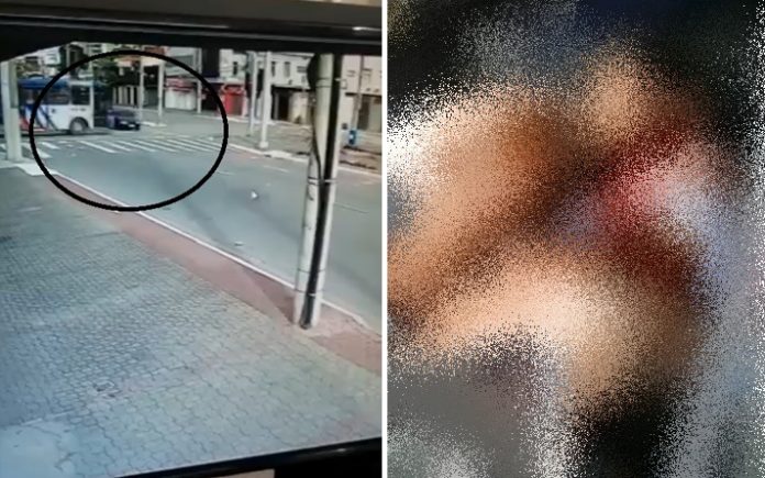 Motorista ultrapassa o sinal vermelho e é pego de cheio por ônibus; vídeo