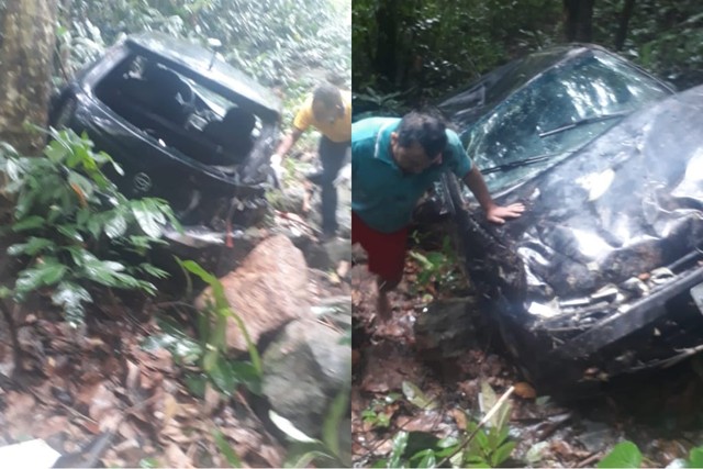 Passageira filma momento em que carro cai em ribanceira no Ceará