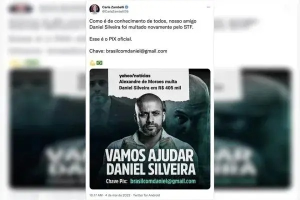 Apoiadores fazem vaquinha para pagar multa do STF a Daniel Silveira