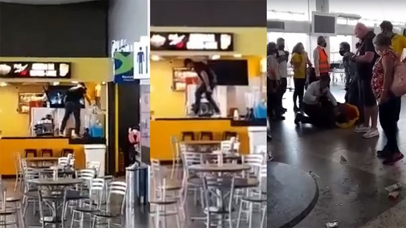Vídeo: homem surta e quebra lanchonete no aeroporto de Belém