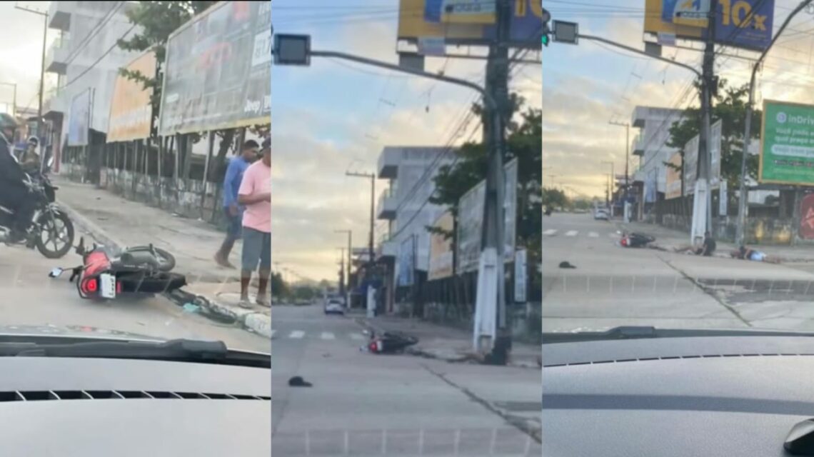 Vídeo: motociclista avança sinal vermelho e é atropelado por veículo no bairro da Pedreira