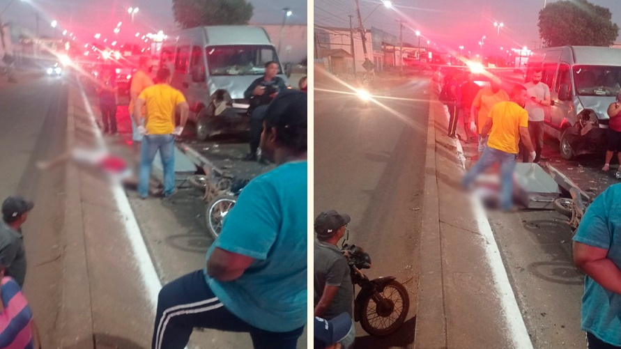 Motociclista morre ao colidir motocicleta em van