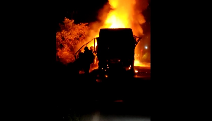 Vídeo: caminhão que transportava carvão pega fogo em estrada do Pará