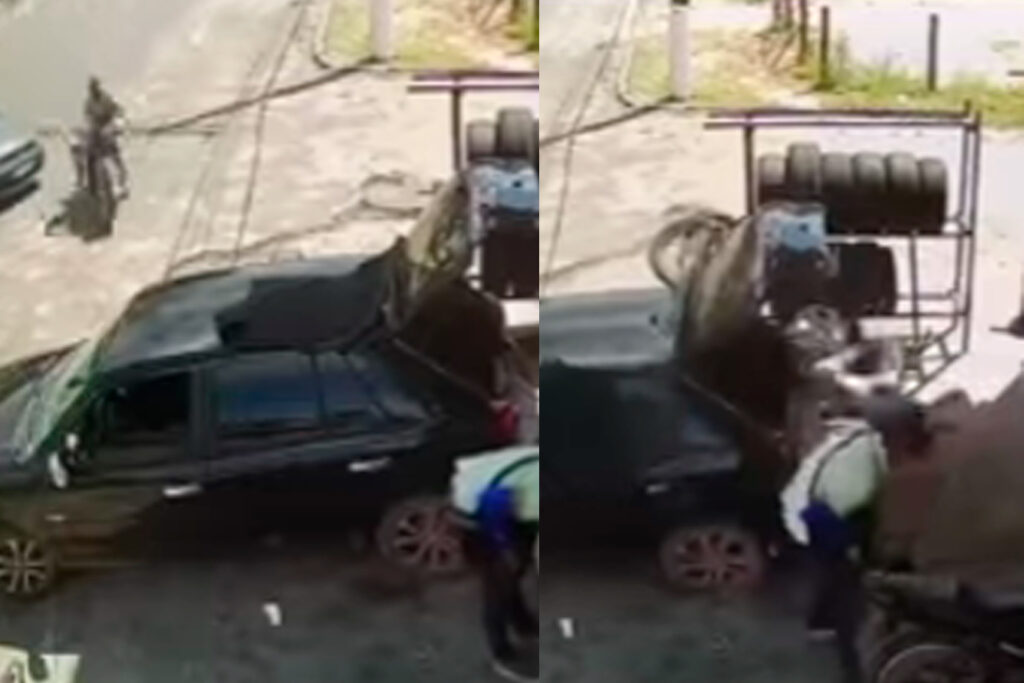 Vídeo: motociclista colide com veículo em Capitão Poço, no Pará