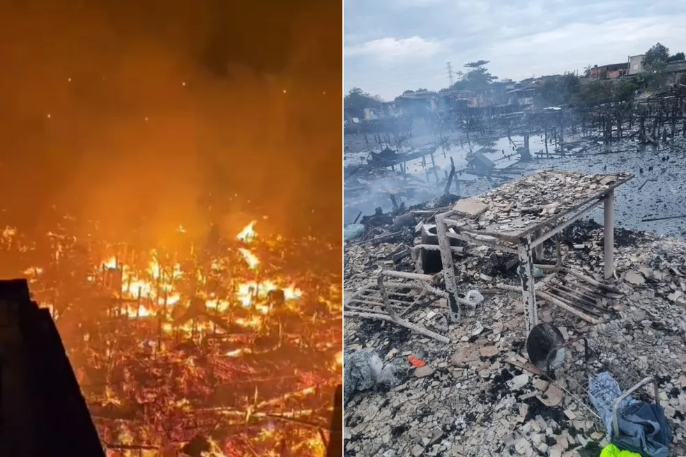 Mais de 100 casas atingidas por incêndio no litoral de São Paulo Durante a madrugada desta terça-feira (5), um incêndio de grandes proporções