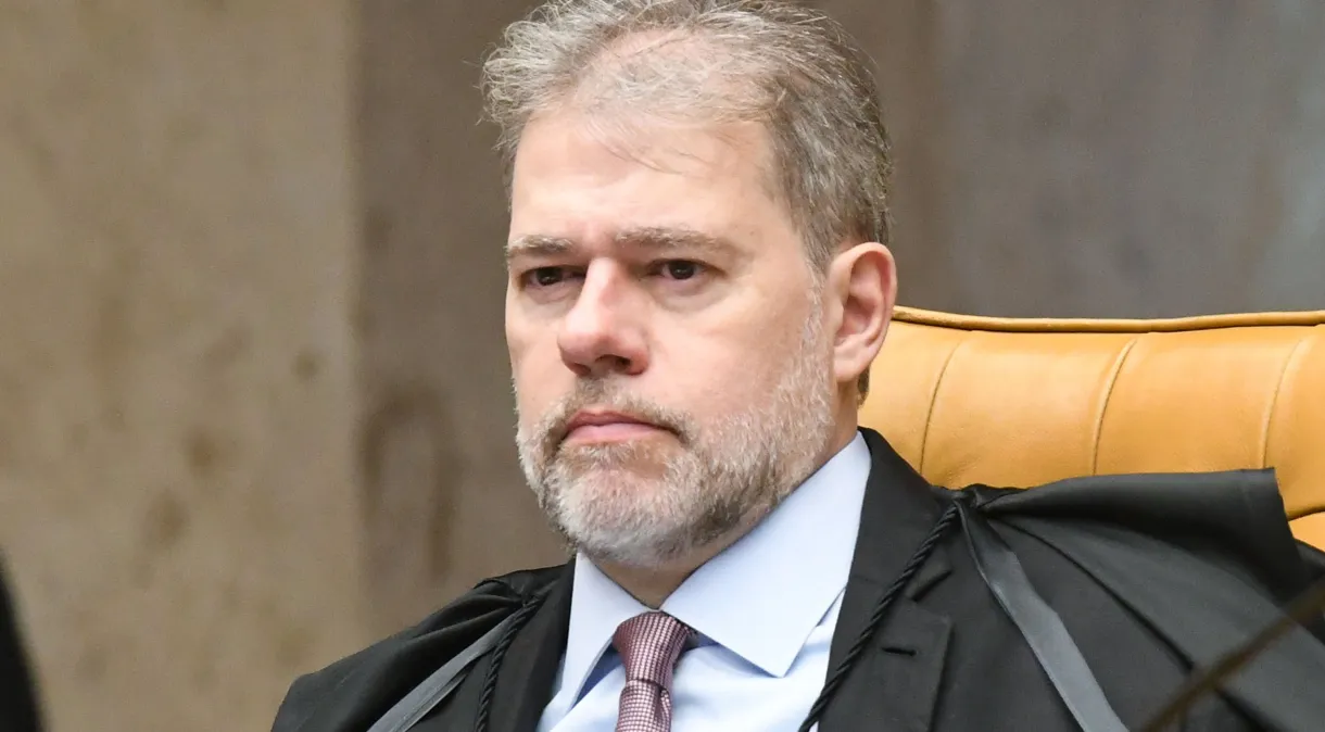 O Supremo Tribunal Federal suspende sessão e Toffoli vota contra o marco temporal O ministro Dias Toffoli, do Supremo Tribunal Federal (STF)