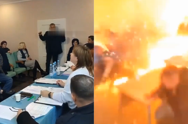 Deputado explode granadas em reunião de prefeitura na Ucrânia Veja o Vídeo A polícia do país informou que um deputado da Ucrânia