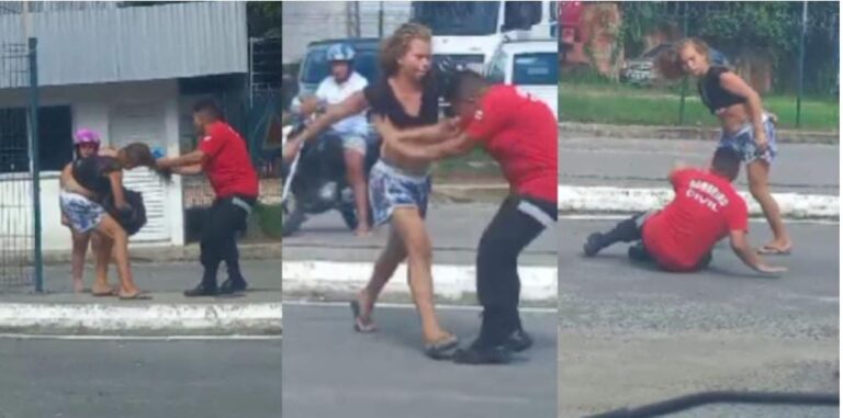🚨Vídeo Forte: Bombeira Civil reage a assalto e acaba sendo esfaqueada Na tarde deste sábado (03) uma bombeira civil acabou sendo esfaqueada