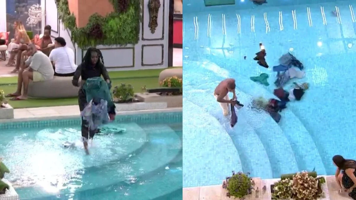 🚨BBB24: Vídeo mostra Leidy jogando roupas do Davi na piscina durante briga Após uma discussão acalorada, Leidy Elin jogou a mala de Davi