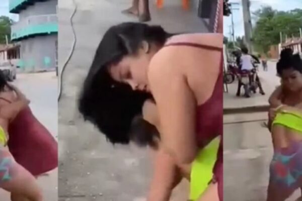 VÍDEO: briga entre mulheres no meio da rua acaba com uma seminua; VEJA Viralizou nas redes sociais nesta quarta-feira (15), uma