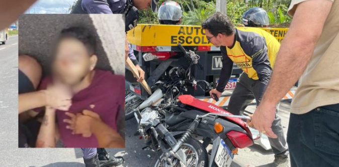 VÍDEO: Motociclista bate a cabeça na traseira de carreta de auto. escola e morreUm motociclista, não identificado, morreu na manhã...