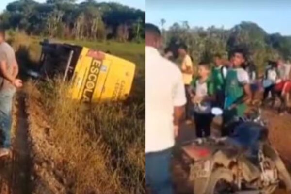 🚌Pará: Ônibus escolar tomba em estrada de terra após acidente no Moju Um ônibus escolar tombou em uma estrada de terra na manhã...