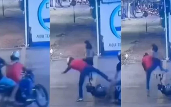 Video: Assaltantes atrapalhados caem de moto e vítima foge em Santarém no PA Uma câmera de segurança flagrou uma tentativa de assalto