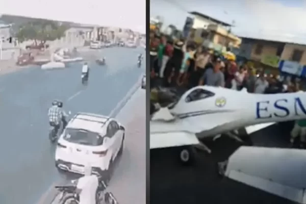 VÍDEO: Assista ao instante em que um avião despenca sobre um carro numa rua movimentada do Equador.Aeronave pertencia...