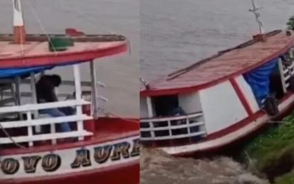 barco colidiu com um barranco às margens do Rio Paraná, em Novo Remanso, Distrito de Itacoatiara (AM), após o piloto adormecer enquanto...