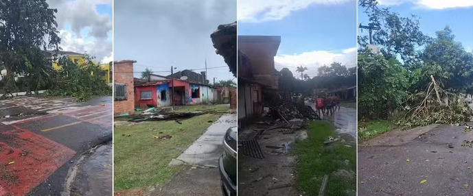 Um forte vendaval acompanhado de chuva causou destruição na tarde deste domingo (4) no distrito de Mosqueiro, em Belém...