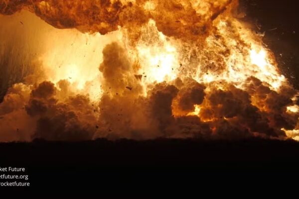 Um foguete Starship, da empresa SpaceX, explodiu durante um teste na base Starbase, no Texas, Estados Unidos, na noite de quarta-feira, 18...