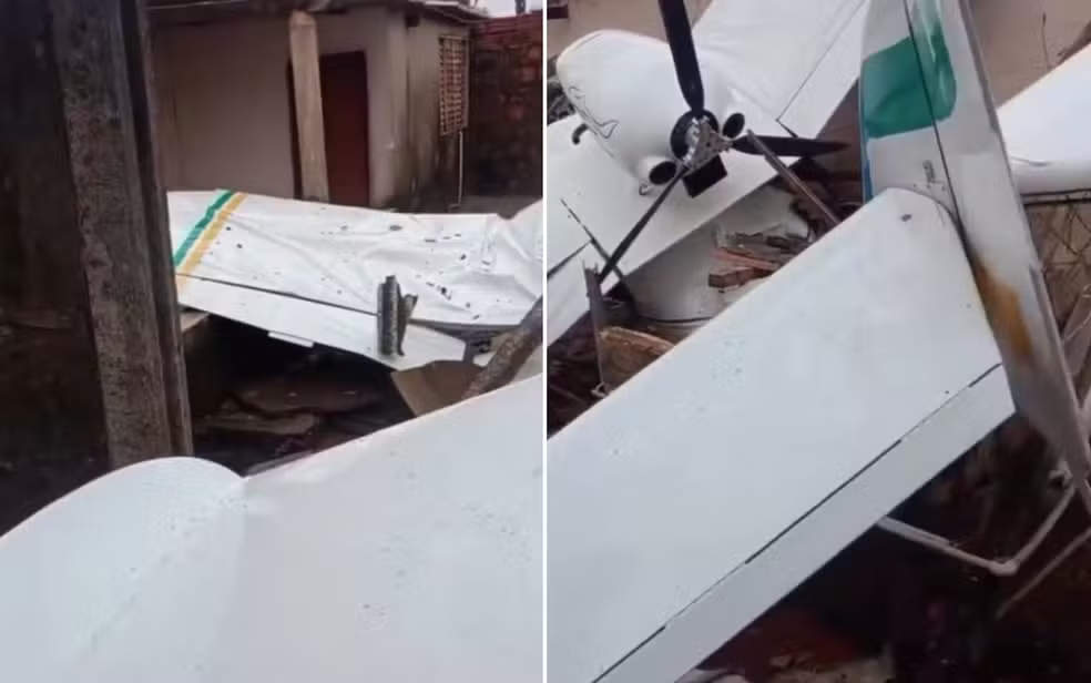 Avião cai sobre casa, em Goiânia