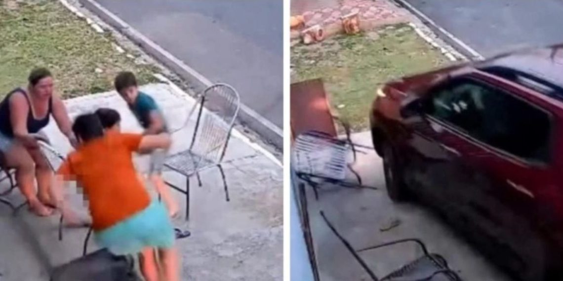 Um carro quase atropelou uma mulher e três crianças que estavam na calçada de uma residência, na cidade de Igaracy, no Sertão da Paraíba...