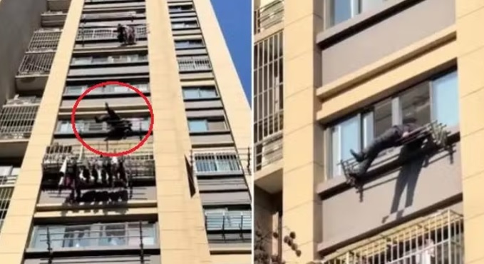 Um idoso de aproximadamente 80 anos sobreviveu a uma queda que poderia ter sido fatal após despencar acidentalmente da...