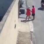 Imagens de câmeras de segurança flagraram o momento em que um homem, ainda não identificado, roubou o celular de uma...